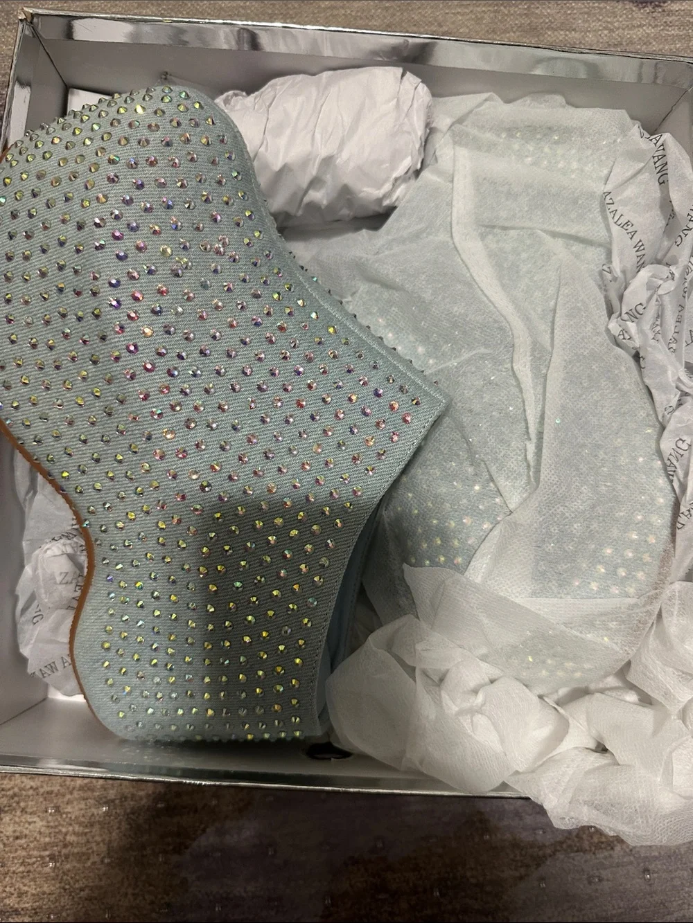 Sky Blue Rhinestone Platform Clog - Women